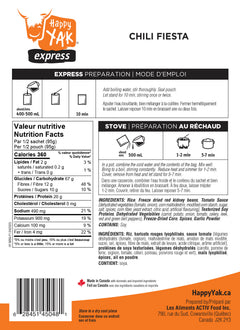 Chili fiesta nutritional information Happy Yak