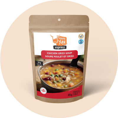 Happy Yak freeze-dried chicken orzo soup
