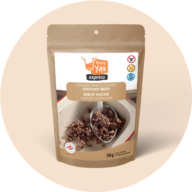 Happy yak freeze dried cooked ground beef