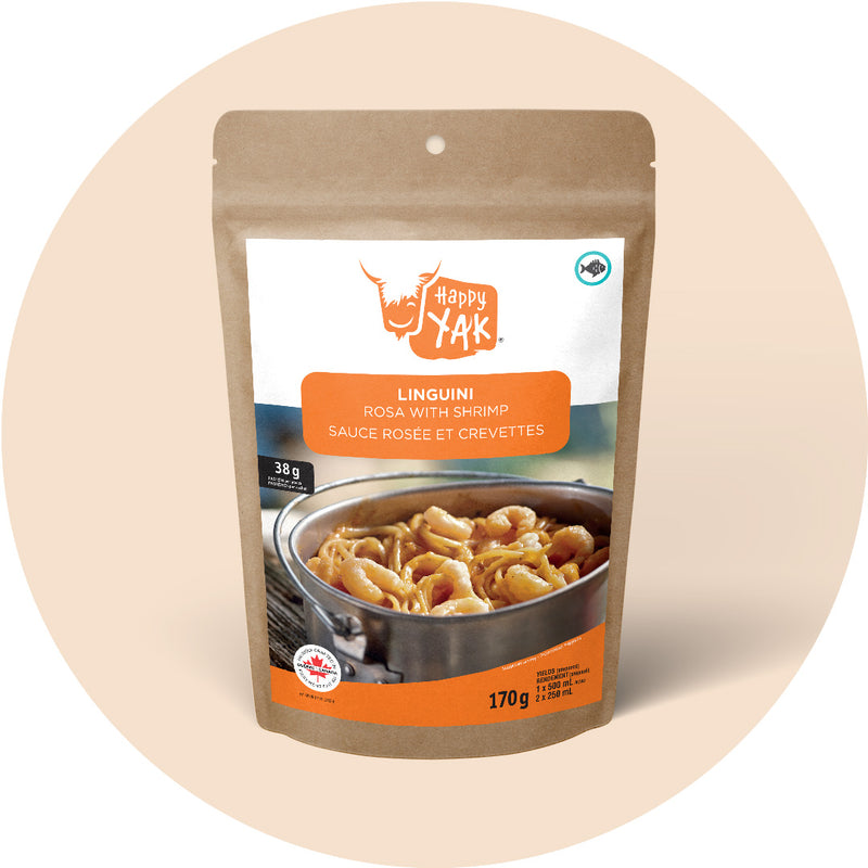 Happy yak freeze-dried linguini rosa with shrimp