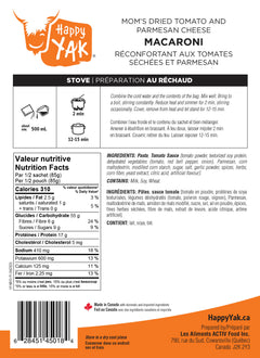Mom's dried tomato and parmesan cheese nutritional information Happy yak