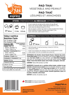 Pad thai nutritional information happy yak