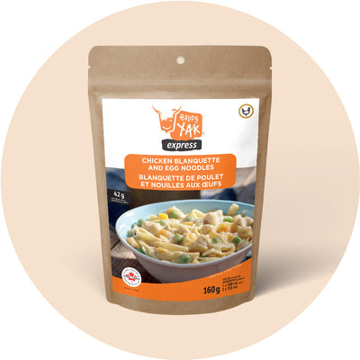 Happy Yak freeze-dried chicken blanquette and egg noodles
