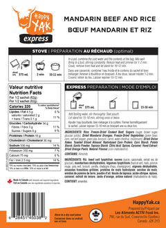 Mandarin beef and rice nutritional information Happy Yak